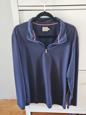 Faherty Men's Movement Navy Quarter-Zip Pullover Sweater Size Large